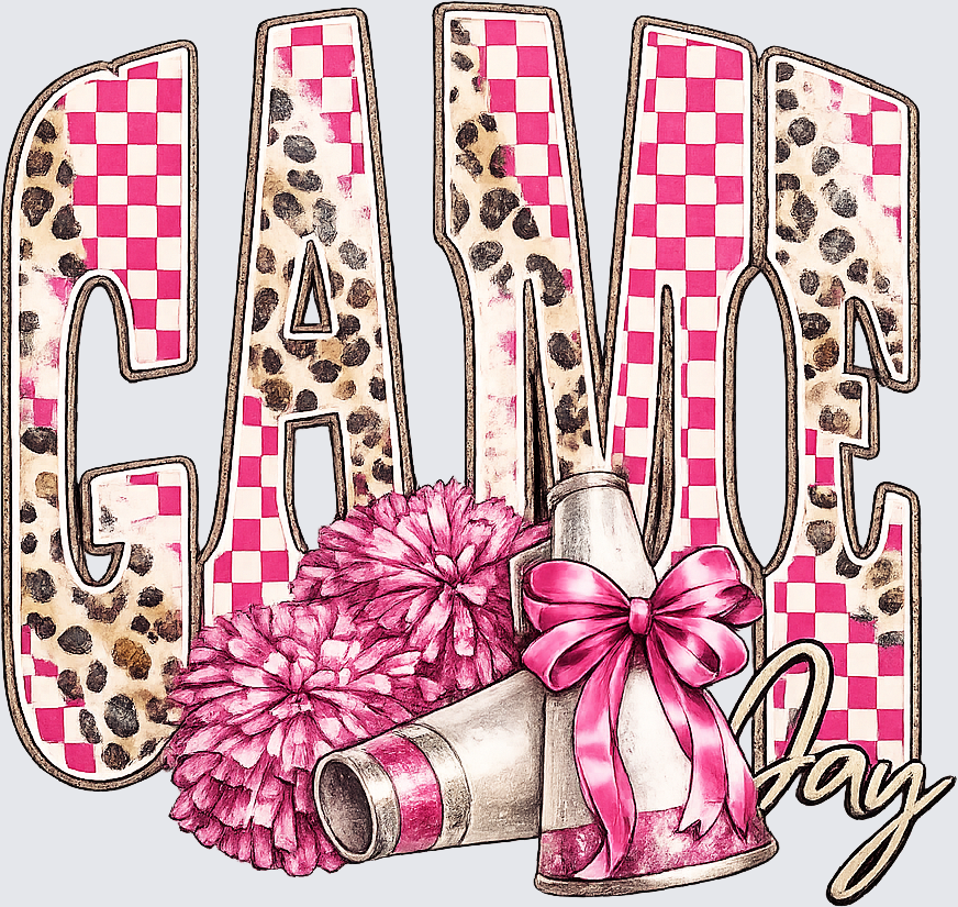 Cheer Game Day Pink DTF Transfer - Direct to Film Transfer - THIS IS NOT A T-Shirt or Digital Product
