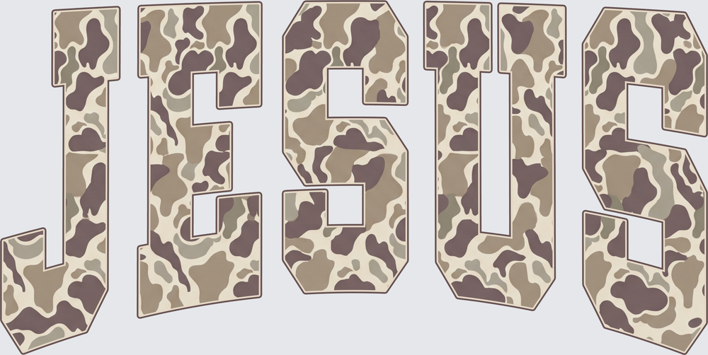 Jesus Camo DTF Transfer - Direct to Film Transfer - THIS IS NOT A T-Shirt or Digital Product