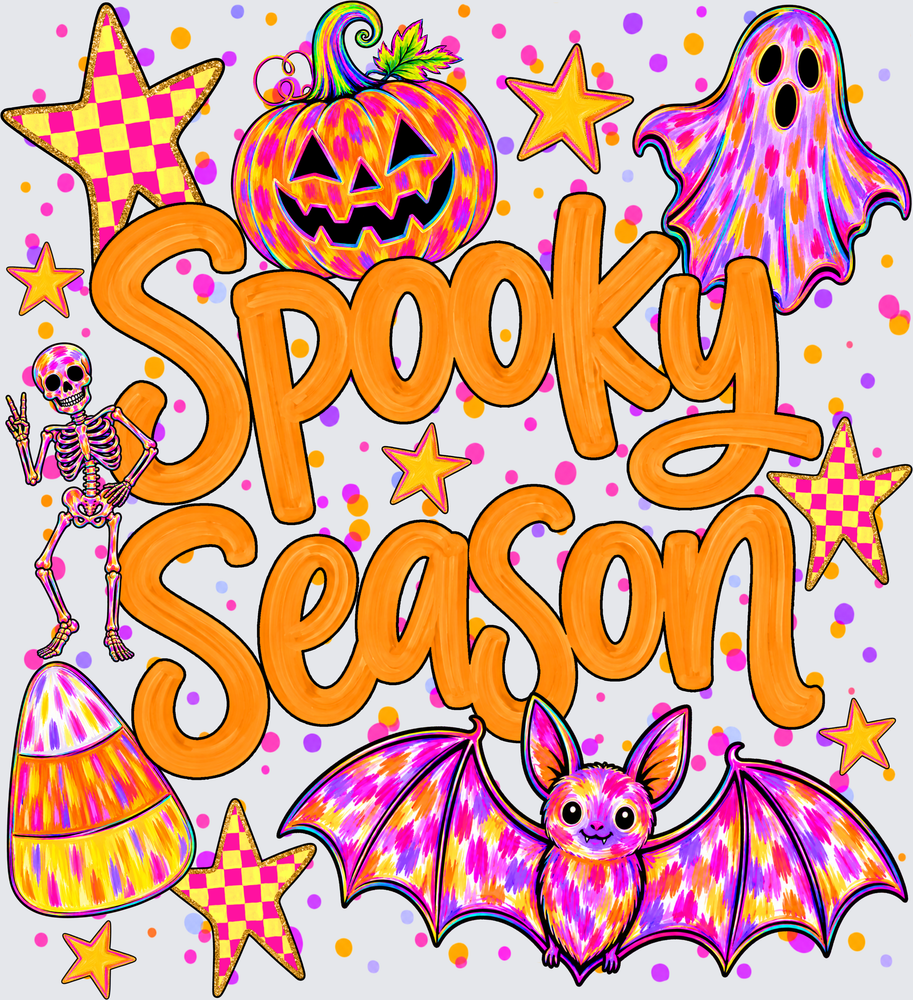 Spooky Season Design- Cute Ghost - Spooky Seson Preppy Design - DTF Transfer - Direct to Film Transfer - THIS IS NOT A T-Shirt or Digital Product