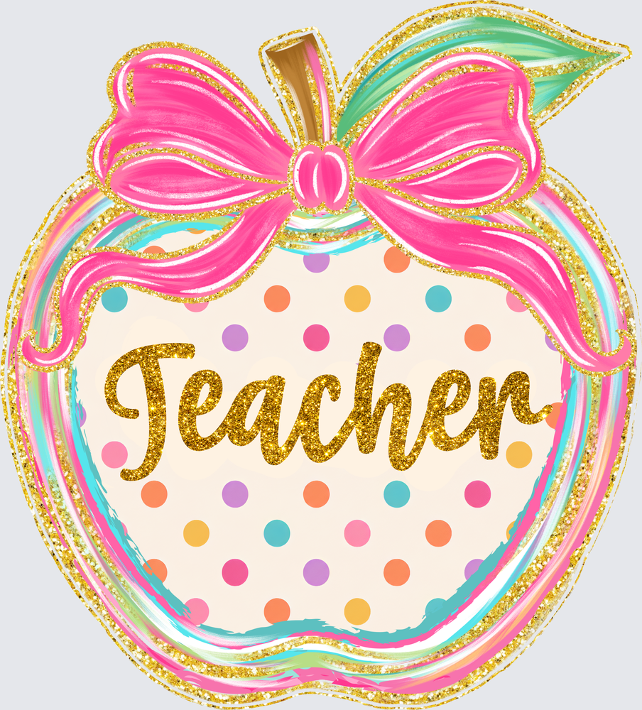 Preppy Teacher Apple DTF Transfer - Direct to Film Transfer - THIS IS NOT A T-Shirt or Digital Product