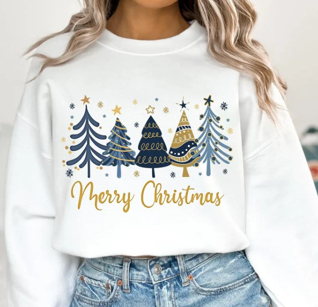 CHRISTMAS BLUE GOLD TREES