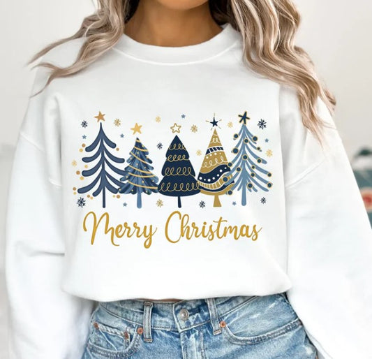 CHRISTMAS BLUE GOLD TREES