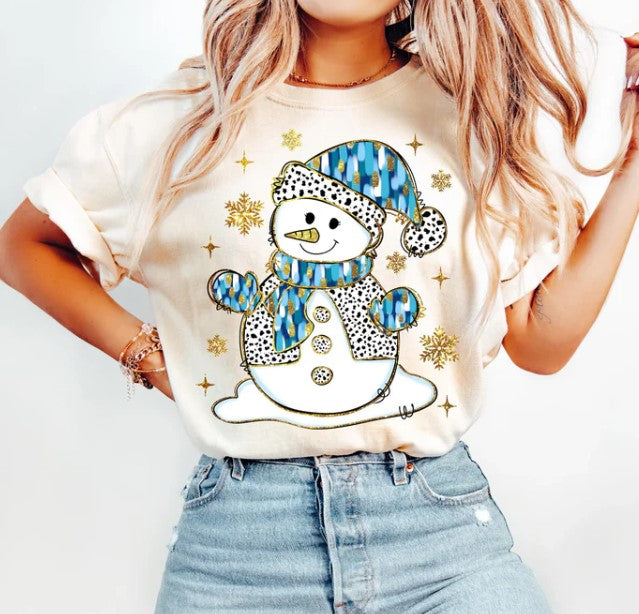 CHRISTMAS GLITTER BLUE SNOWMAN