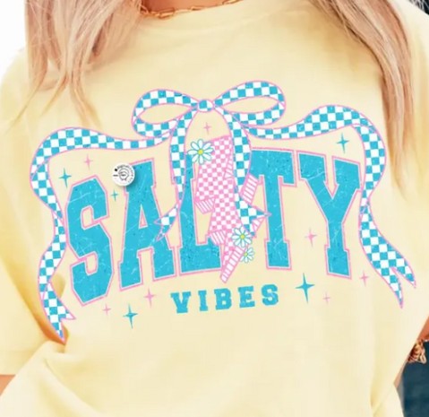 SUMMER SALTY VIBES BLUE BOW REAL GLITTER