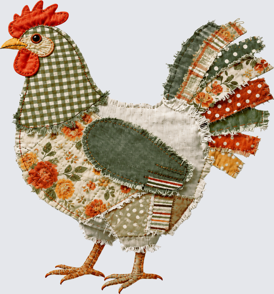 Stictched Chicken - Chicken Designs - DTF Transfer - Direct to Film Transfer - THIS IS NOT A T-Shirt or Digital Product
