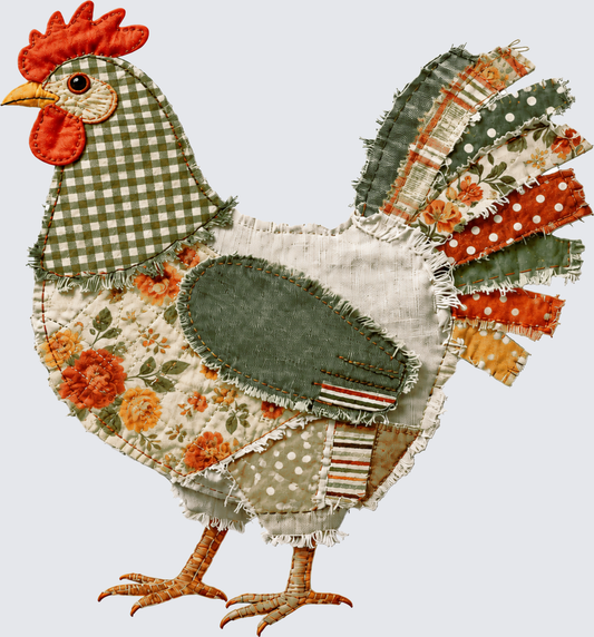 Stictched Chicken - Chicken Designs - DTF Transfer - Direct to Film Transfer - THIS IS NOT A T-Shirt or Digital Product