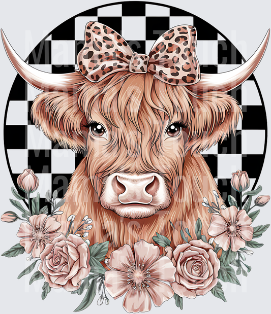 Highland cow checkered