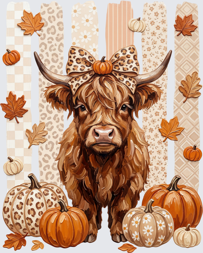 Fall Highland Cow - Cozy Season Design - Fall Design - Highland Cow Design - DTF Transfer - Direct to Film Transfer - THIS IS NOT A T-Shirt or Digital Product