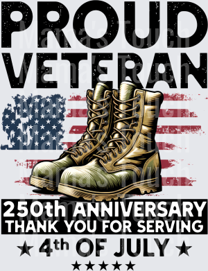 Proud Veteran 250th Anniversary Military Boots American Flag