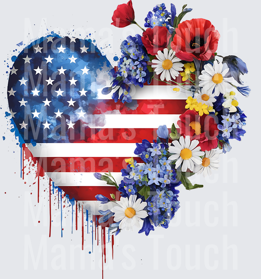 Patriotic flag floral heart