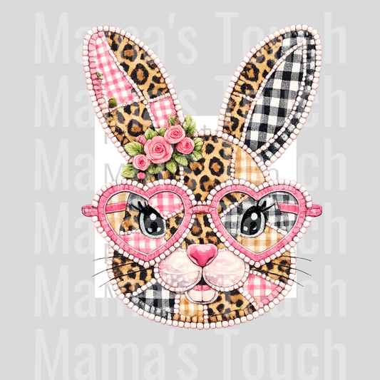 Easter bunny patchwork leopard mockup transfer