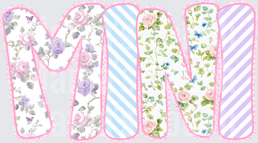 Shabby Chic Floral MOM with Pink Lace Border Design