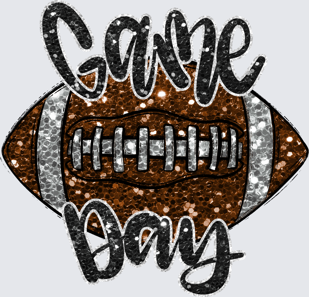 Game Day Football Glitter Bling DTF Transfer - Direct to Film Transfer - THIS IS NOT A T-Shirt or Digital Product