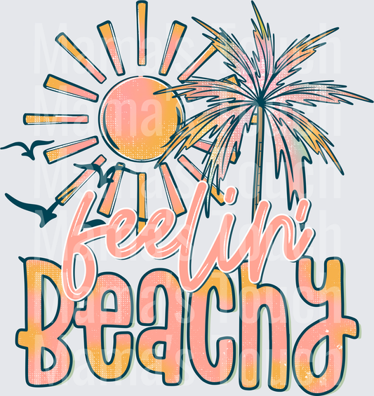 Feelin' Beachy Summer Sun Palm Tree and Seagulls Design
