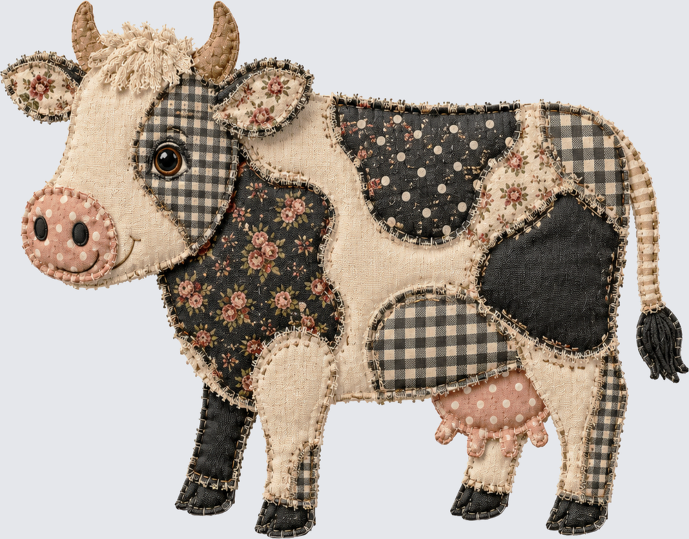 Stitched Cow - Cow Designs - DTF Transfer - Direct to Film Transfer - THIS IS NOT A T-Shirt or Digital Product