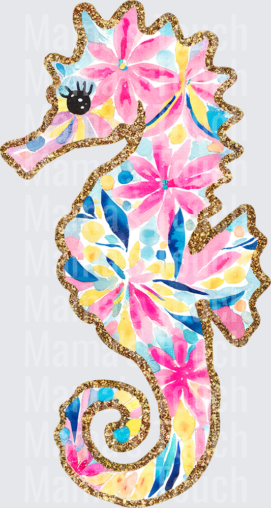 Seahorse preppy floral seahorse