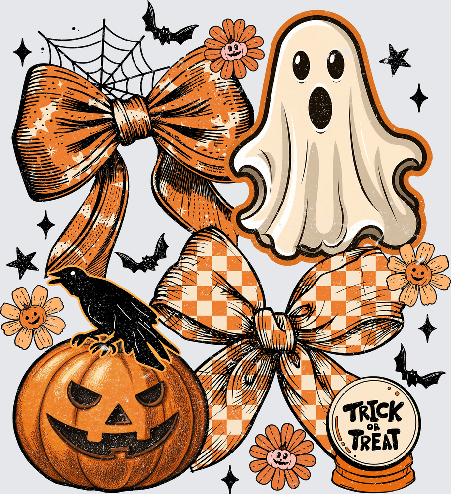 Vintage Coquette Halloween Trick Or Treat DTF Transfer - Direct to Film Transfer - THIS IS NOT A T-Shirt or Digital Product