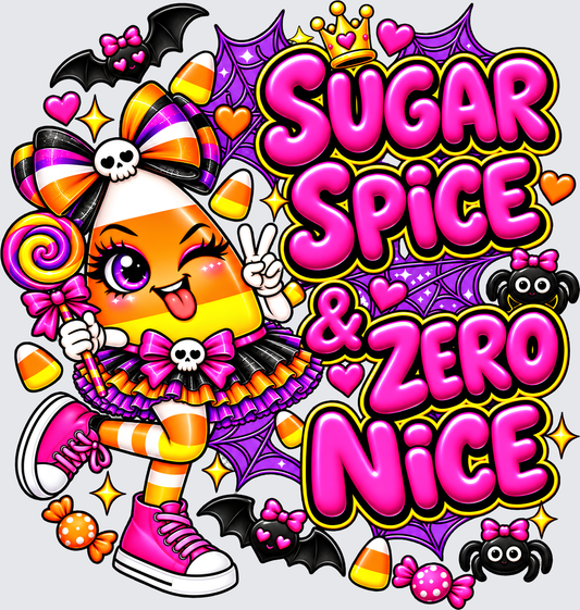 Halloween Sugar and Spice Zero Nice - Halloween Design - DTF Transfer - Direct to Film Transfer - THIS IS NOT A T-Shirt or Digital Product