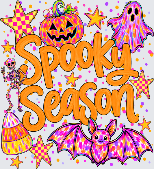 Spooky Season Design-  Cute Ghost - Spooky Seson Preppy Design - DTF Transfer - Direct to Film Transfer - THIS IS NOT A T-Shirt or Digital Product