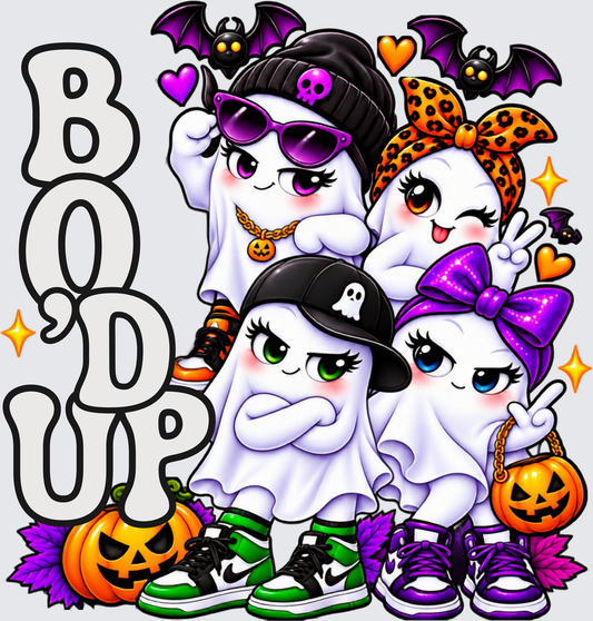 Halloween Ghost Boo'd Up - Halloween Design - DTF Transfer - Direct to Film Transfer - THIS IS NOT A T-Shirt or Digital Product