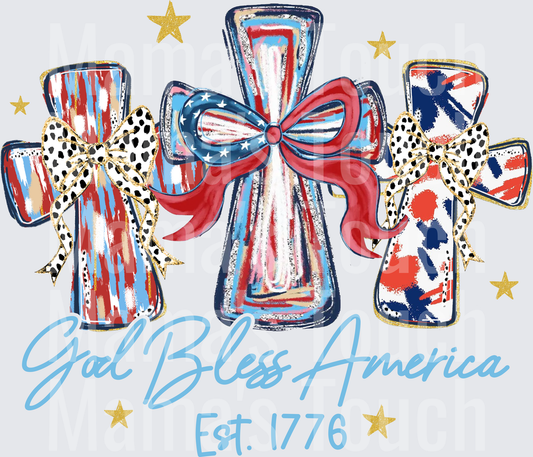 Patriotic Cross God Bless Blue