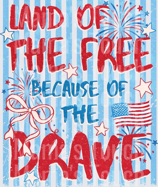 Land of the Free Because of the Brave Patriotic Design