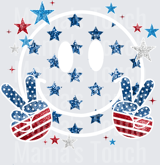 Patriotic American Flag Handprints with Red White Blue Stars