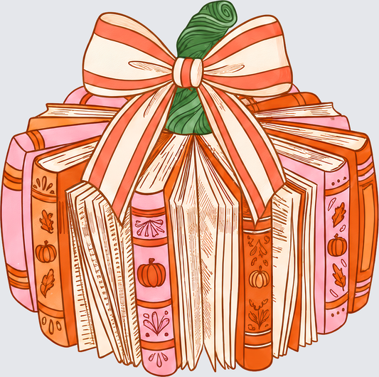 Fall Book Pumpkin - Fall Design - Fall Pumpkin - DTF Transfer - Direct to Film Transfer - THIS IS NOT A T-Shirt or Digital Product