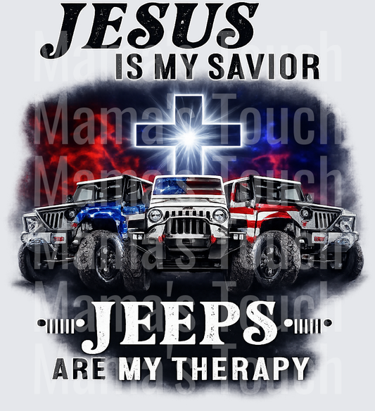 Jesus Is My Savior Jeeps Are My Therapy Christian Off-Road Design