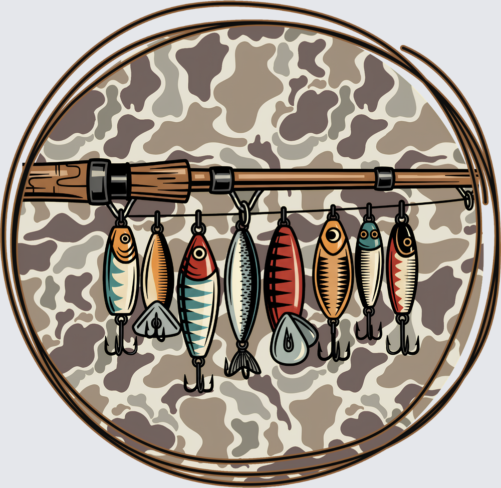 Souther Boy Camo Fishing Circle DTF Transfer - Direct to Film Transfer - THIS IS NOT A T-Shirt or Digital Product
