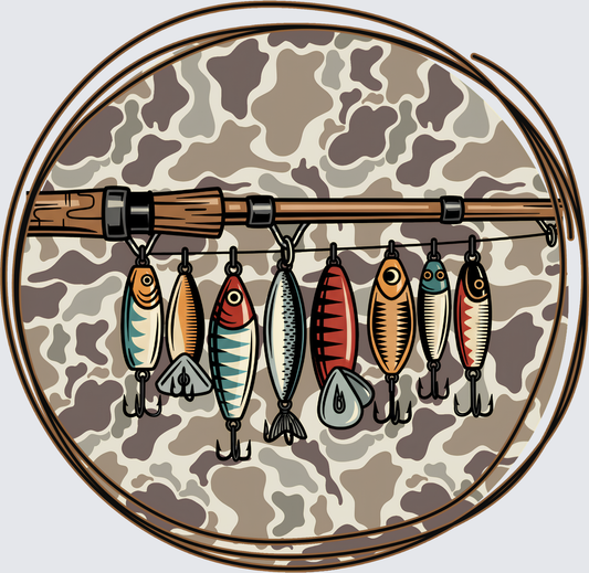 Souther Boy Camo Fishing Circle DTF Transfer - Direct to Film Transfer - THIS IS NOT A T-Shirt or Digital Product