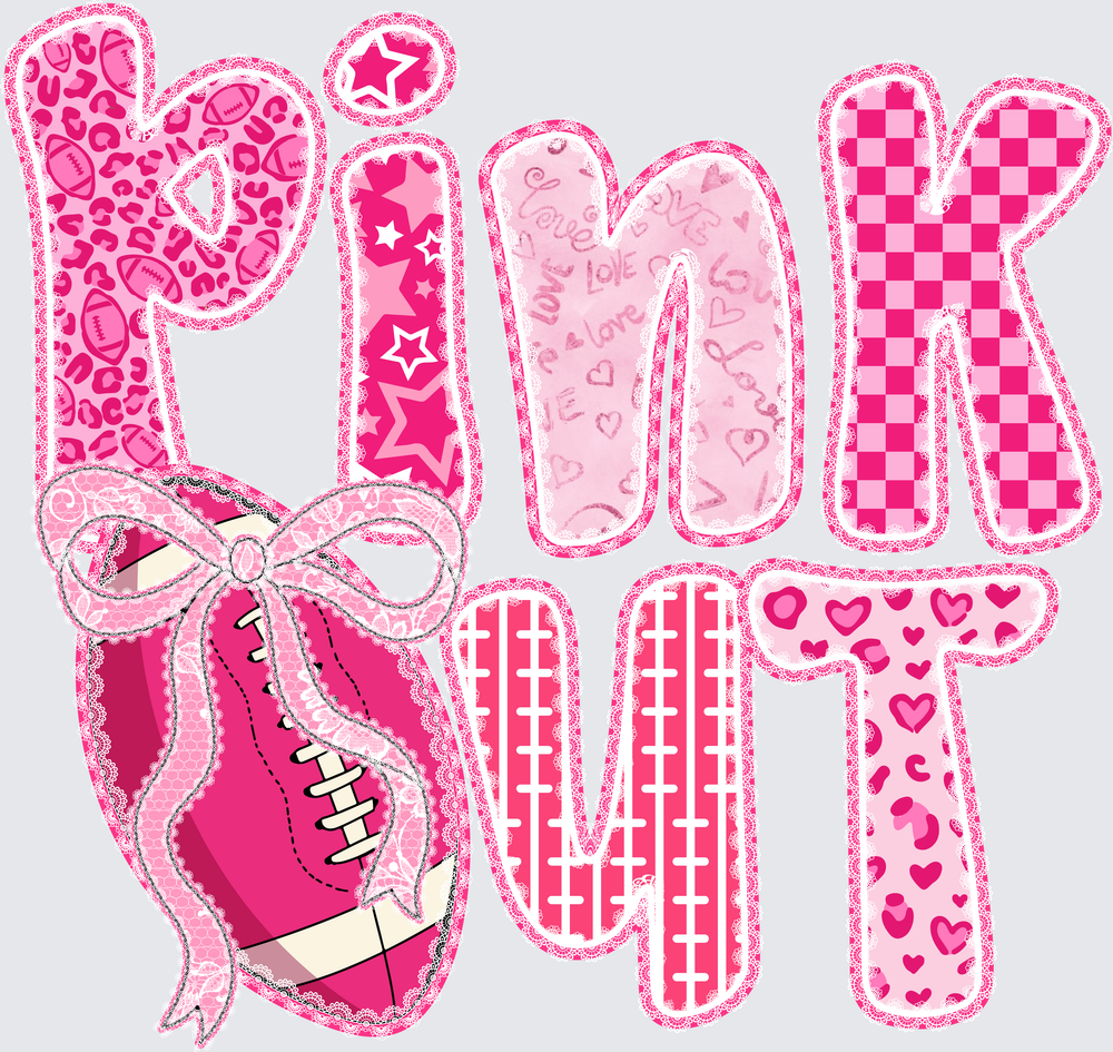 Pink Out Football DTF Transfer - Direct to Film Transfer - THIS IS NOT A T-Shirt or Digital Product