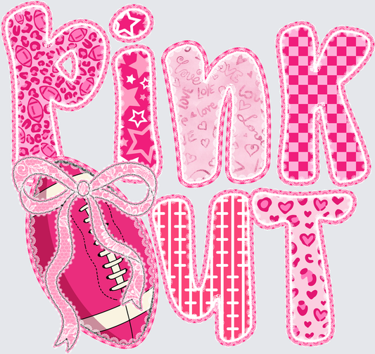Pink Out Football DTF Transfer - Direct to Film Transfer - THIS IS NOT A T-Shirt or Digital Product