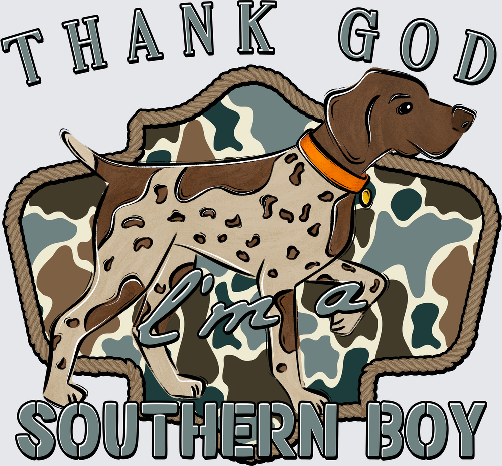 Thank God Im a Southern Boy Dog DTF Transfer - Direct to Film Transfer - THIS IS NOT A T-Shirt or Digital Product