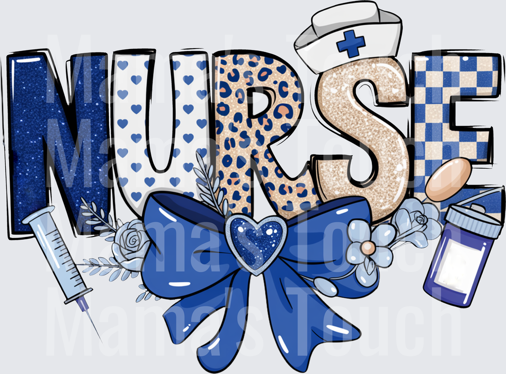 Nurse Blue Patterned And Bow
