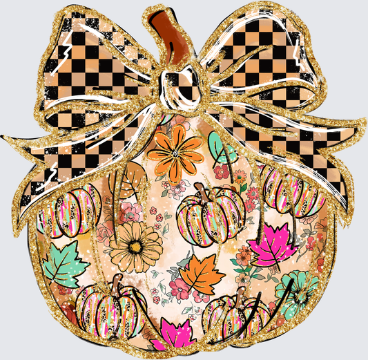 Preppy Pumpkin Floral Leopard - Fall Pumpkin Design - Pumpkin Design - DTF Transfer - Direct to Film Transfer - THIS IS NOT A T-Shirt or Digital Product