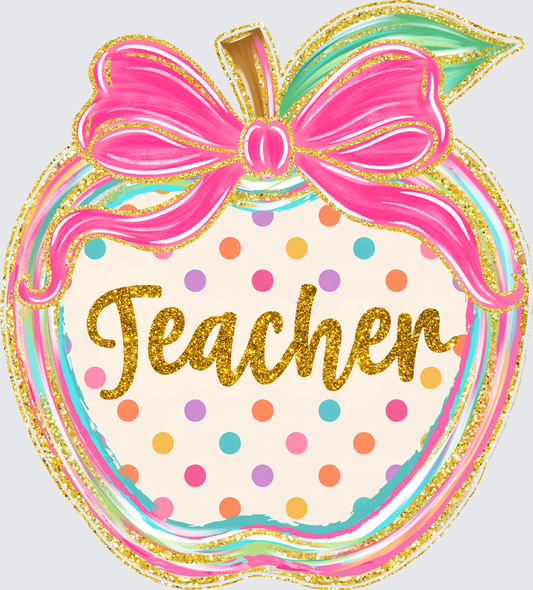Preppy Teacher Apple DTF Transfer - Direct to Film Transfer - THIS IS NOT A T-Shirt or Digital Product