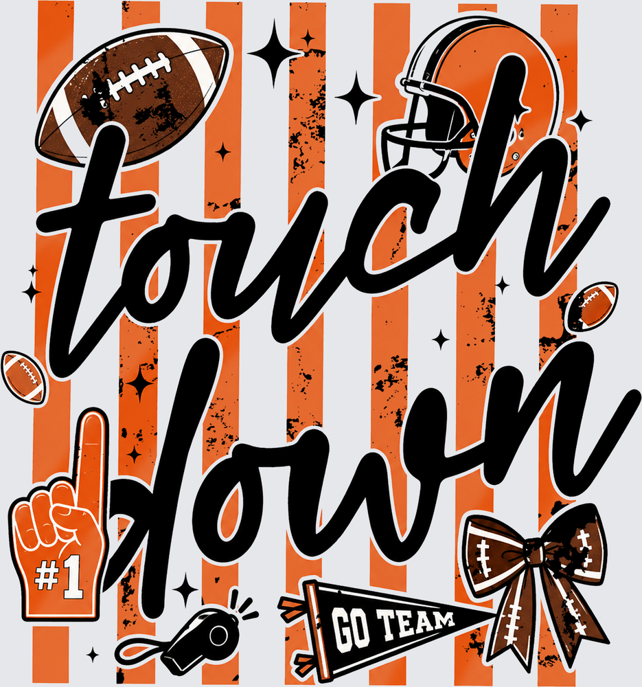 Touch Down Orange stripes DTF Transfer - Direct to Film Transfer - THIS IS NOT A T-Shirt or Digital Product
